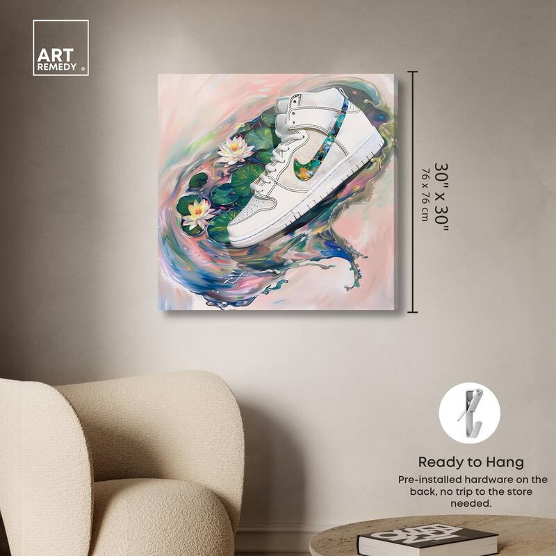Lilypads Sneaker Splash Canvas by Art Remedy, Gallery Wrapped