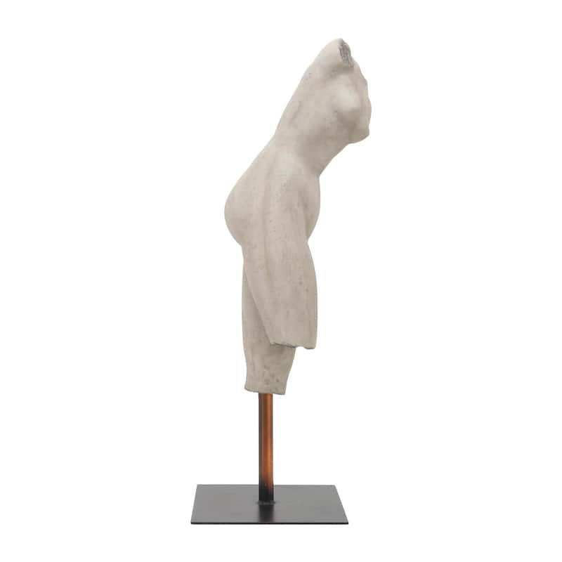 26" Torso Sculpture Contemporary Abstract Decorative Home Art Display on Stand Gray Polyresin Decor Statue for Home
