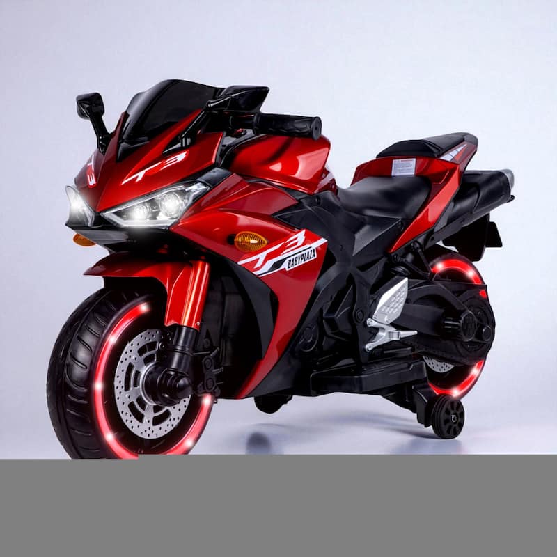 12V Kids Electric Motorcycle Ride On Toy with Manual Throttle Lights Music for Boys Girls Ages 3-8 - Red