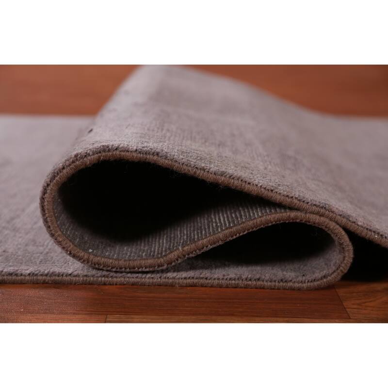 Hand Knotted Oriental 100% Wool Carpet Modern Solid Purples Gabbeh Runner Rug - 10' 2'' X 3' 0''