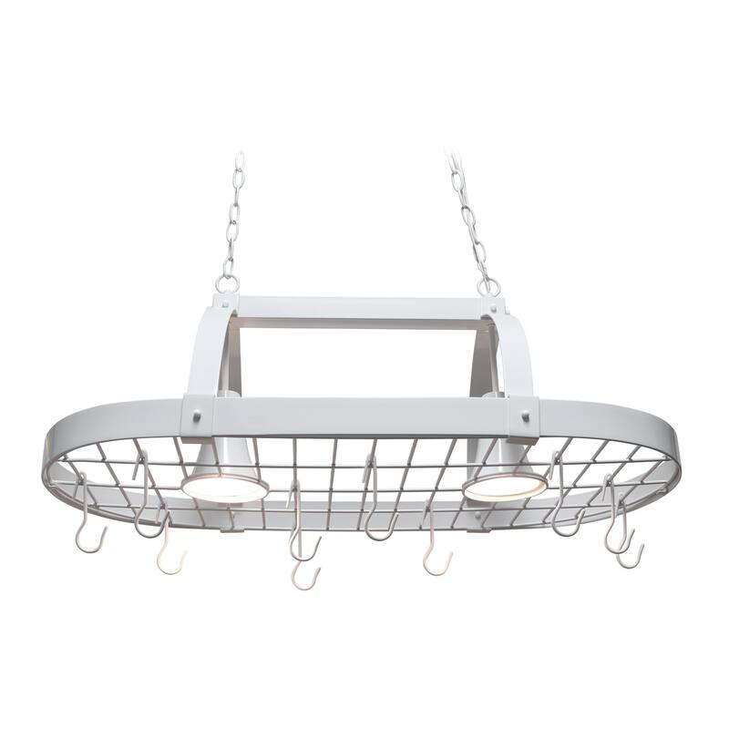 2-Light Metal Hanging Pot Rack Ceiling Light - 35.5" - White