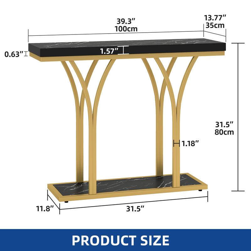 Moasis Faux Marble LED Light Console Table Narrow Sofa Side Table for Entryway Living Room