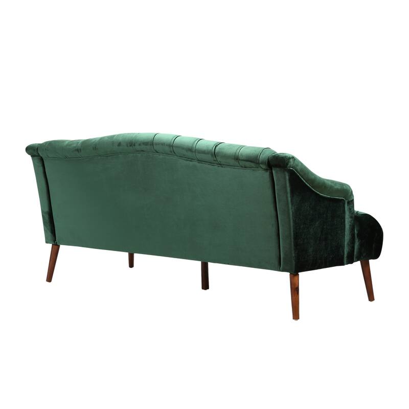 3-Seat PU Sofa with Tufted Stitching, Birch Legs for Living Room