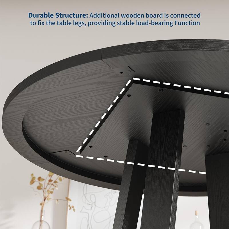 47 Inch Kitchen Round Dining Table for 4-6 for Kitchen, Apartment (Table Only)
