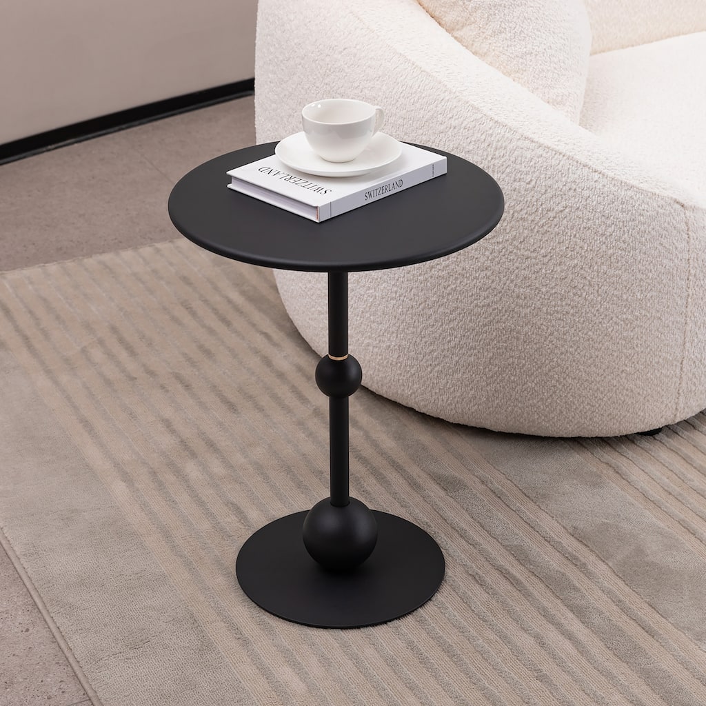 Stylish Coffee Table Retro Coffee Table Round Side Table with Vintage Pattern Base, for Living Room and Bedroom