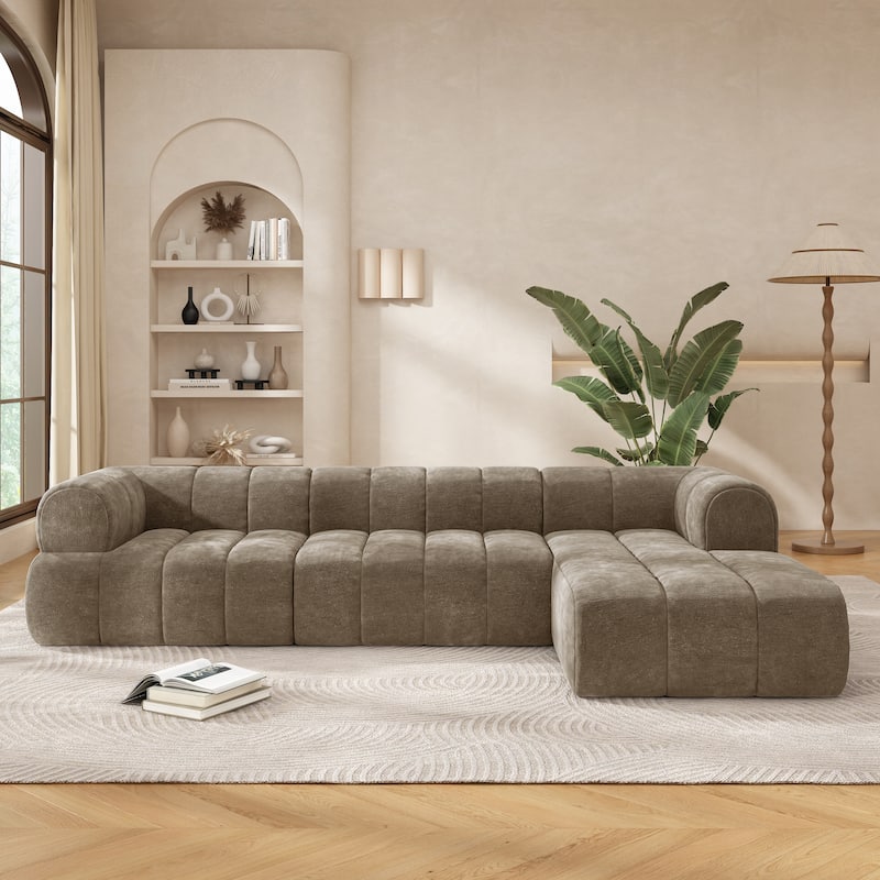 122" L-Shaped Sectional Sofa with Chaise Lounge - High-Density Sponge Cushions, 2-Piece Set, Right-Hand Facing, Fully Assembled