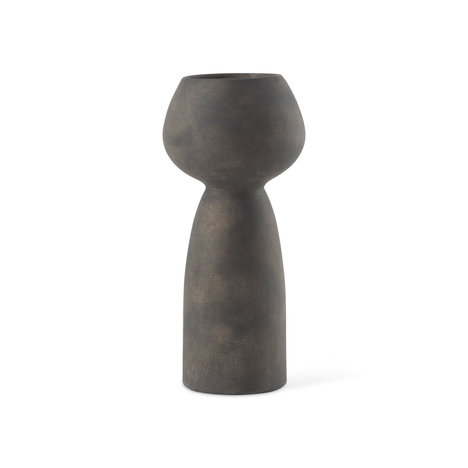 Mercana Kaz Earthy Brown Ceramic Vase (12") - 5.3L x 5.3W x 11.8H
