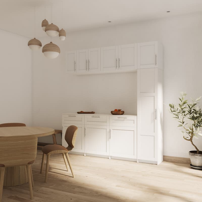 White Wood Stackable Wall Mounted Storage Cabinet Tall Shelves 1 Door - 15.75 x 15.75 x 70.87