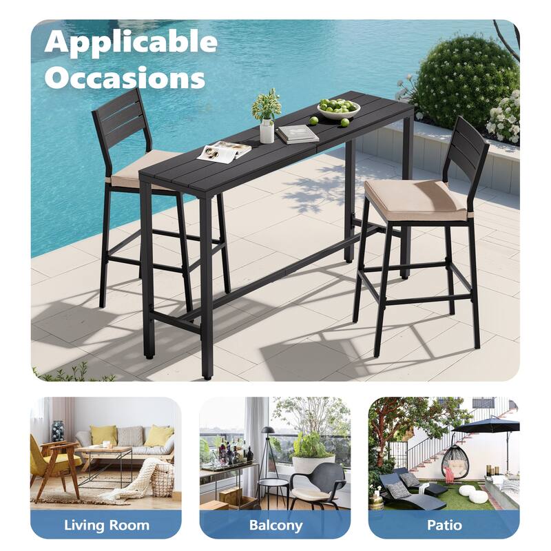 VredHom Outdoor Bar Table Rectangular Pub Table