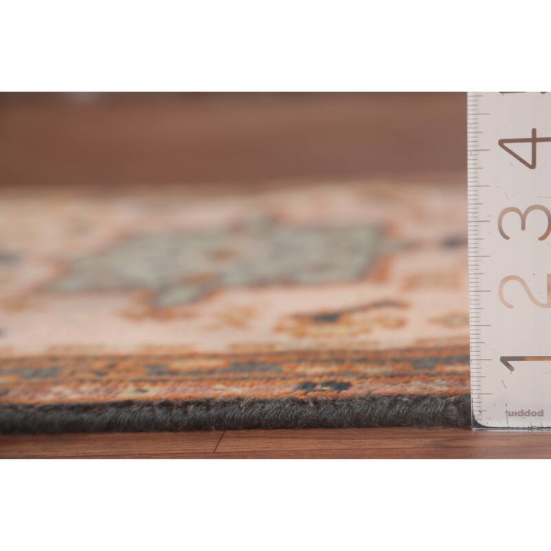 Geometric Pink Kazak Runner Rug Handmade Oriental Wool Carpet - 2'7"x 9'11"