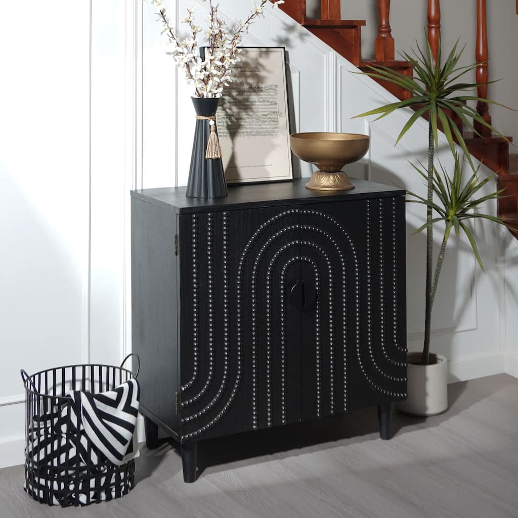 2-Door Sideboard Buffet Cabinet, Accent Cabinet with Embossed Bead Design, Small Storage Cabinet with Shelves