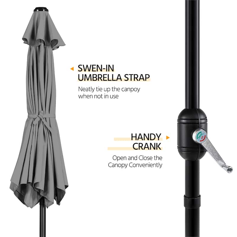 Yaheetech 9ft Patio Umbrella 8 Ribs with Push Button Tilt and Crank