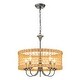preview thumbnail 6 of 14, 5-Light Farmhouse Boho Rustic Woven Rattan Pendant Light Round Drum Hand Woven Bamboo Rattan Chandelier - 19.6 in. W