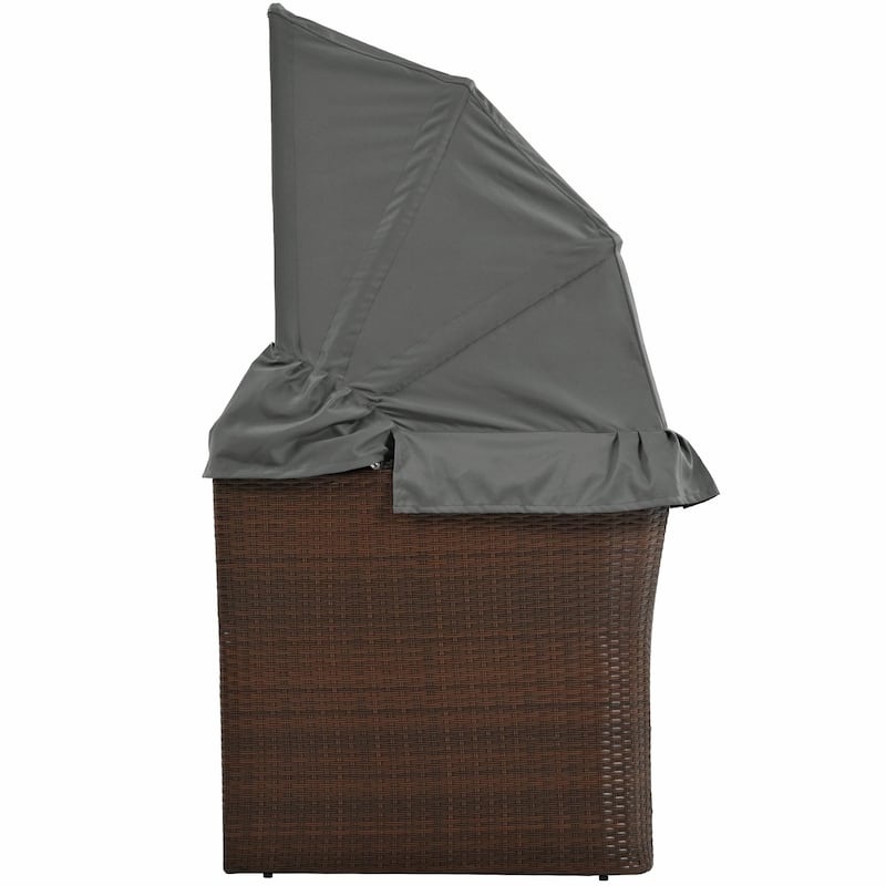 Outdoor Patio Loveseat Sofa Set with Foldable Awning
