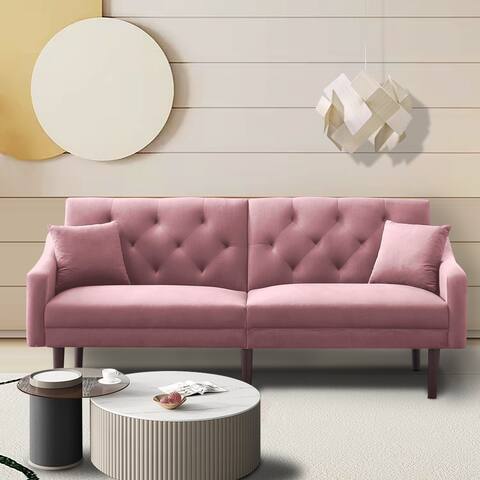 Velvet Recliner Sleeper Sofa with Pillows