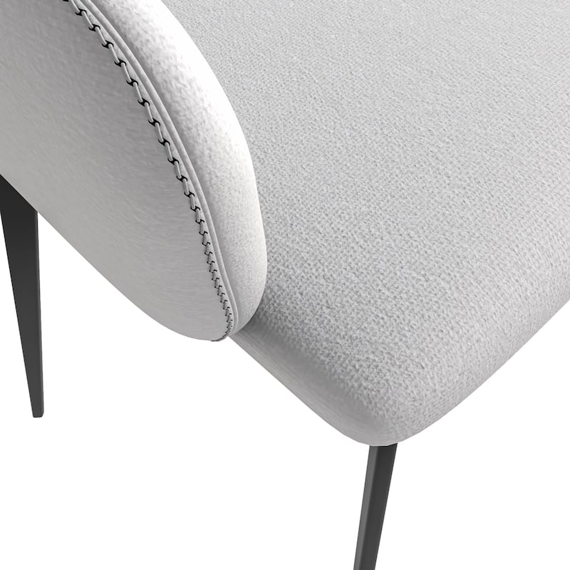Sonnet Dining Chair with Upholstered Seat and Arms in Black Metal by LeisureMod