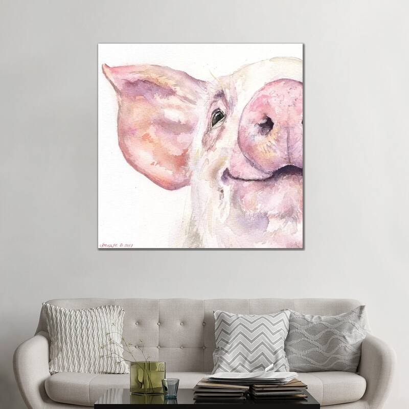 iCanvas "Happy Pig" by George Dyachenko Canvas Print