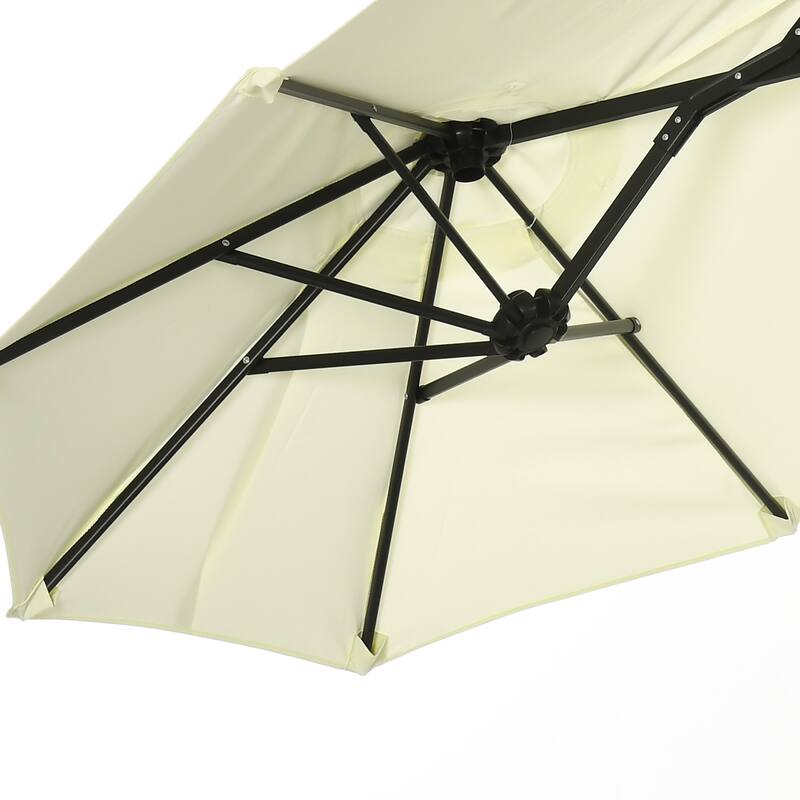 Outsunny Double-sided Patio Umbrella 9.5' Large Outdoor Market Umbrella with Push Button Tilt and Crank, 3 Air Vents and 12 Ribs