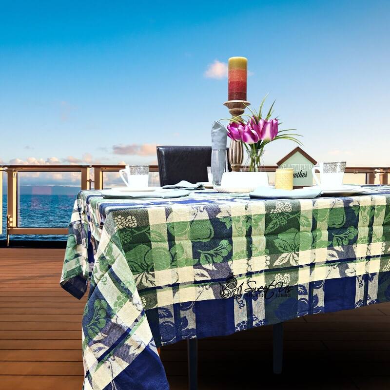 Plaid Jacquard Cotton Delicate Floral Tablecloth Collection - 60 x 60 in