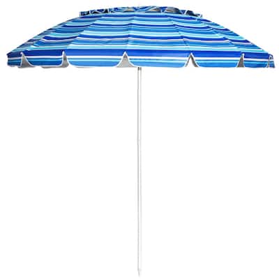 Large 8ft Beach Umbrella with Tilt and 16 Fiberglass Ribs for Beach or Patio Carry Bag Included