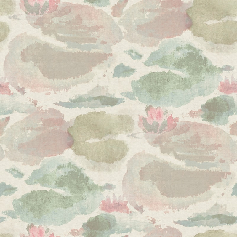 NuWallpaper Water Lily Blush and Teal Peel and Stick Wallpaper