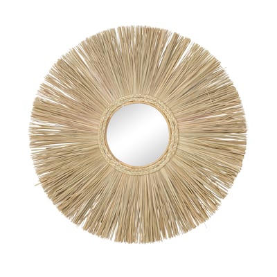 Wood Starburst Wall Mirror - Brown - Roche River Decor - 2"W x 32"L x 32"H