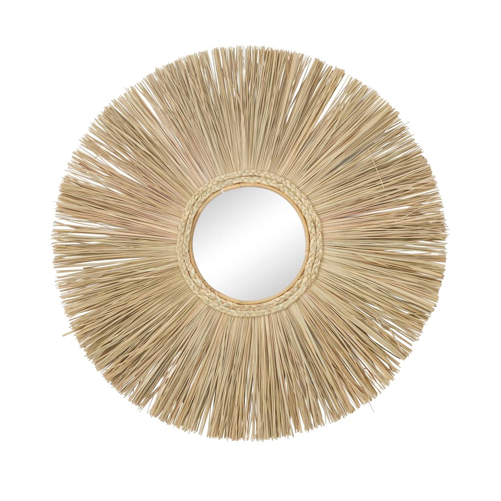 Wood Starburst Wall Mirror - Brown - Roche River Decor - 2"W x 32"L x 32"H