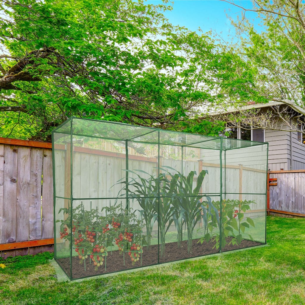 Aoodor 12' x 4' x 6' Crop Cage Plant Protection Netting Tent with Zipper