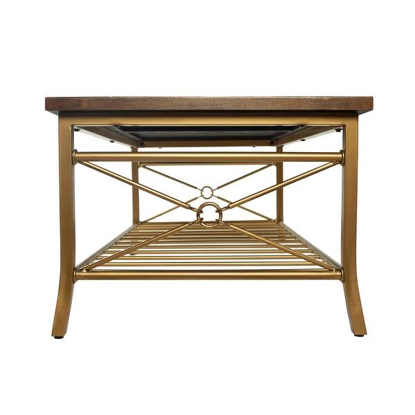 Shop Farmhouse Coffee Table With Storage Shelf For Living Room