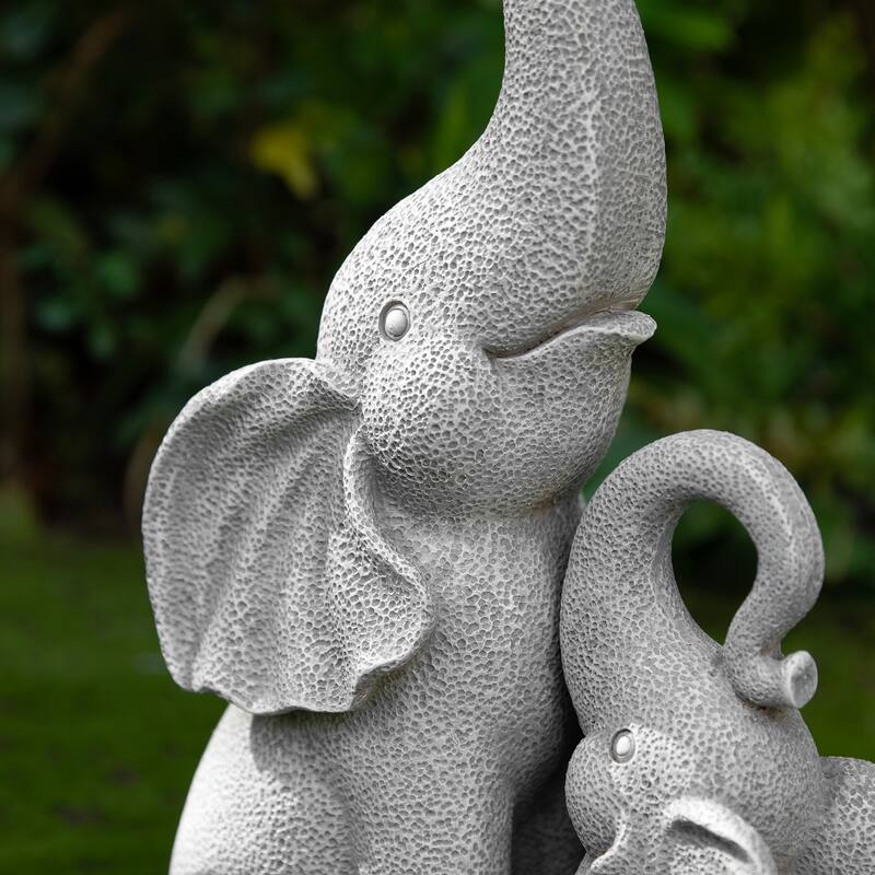 Glitzhome 18.5"H Outdoor Elephant Fountain or Statue for Patio, Yard, Porch Decor