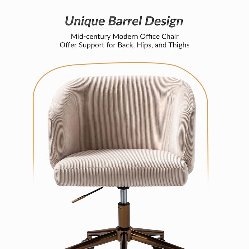 Astore Modern Corduroy Ergonomic Barrel Swivel Office Chair with Height-Adjustable by HULALA HOME