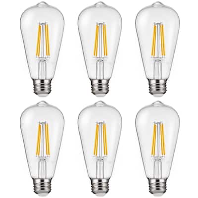 Set of 6 Dimmable Edison LED Bulbs 7W 2700K Soft Warm Light E26 Base Vintage Style - ST19/Multi - 2.52 x 2.52 x 5.51in