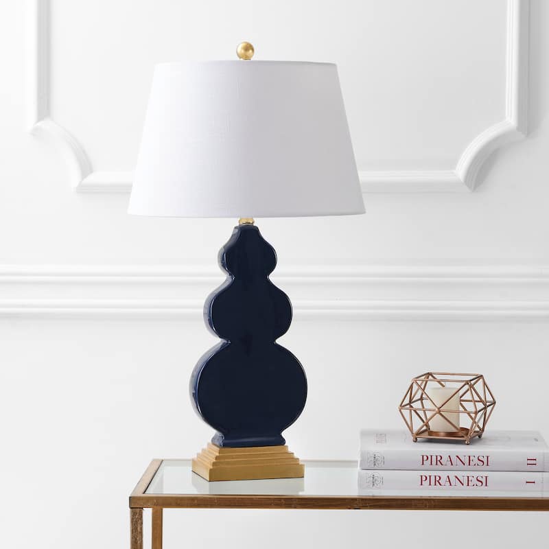 Carter 29" Ceramic/Resin LED Table Lamp, Navy/Gold by JONATHAN Y