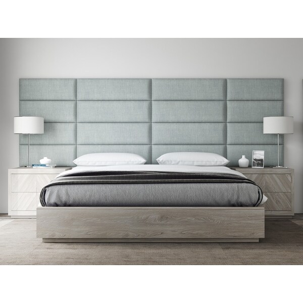 VANT Upholstered Headboards - Accent Wall Panels - Packs Of 4 - Textured Cotton Weave Ash Gray - 39" Wide x 11.5" Height.