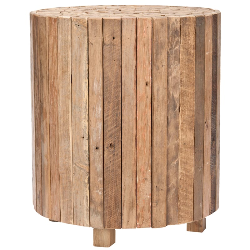 SAFAVIEH Karoline Bali Strips Round End Table - Natural - 17" x 17" x 19.5" - 17Wx17Dx20H