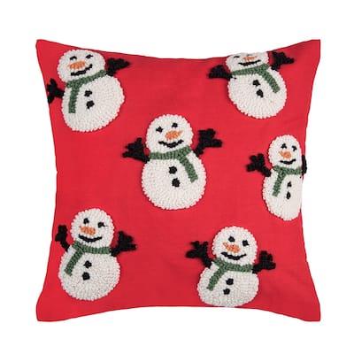Snowman Party Hooked Pillow