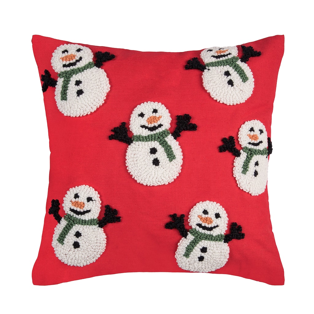 Snowman Party Hooked Pillow