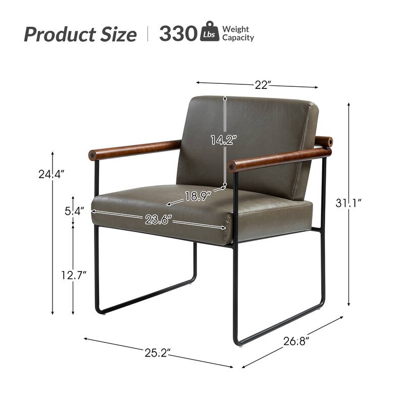 Justo Modern Accent Armchair with Metal Base and Removable Cushion By HULALA HOME