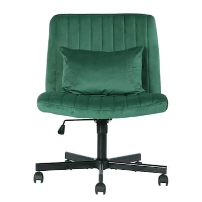 Velvet Criss Cross Armless Office Chair with Wheels - Versatile for Home Office, Meditation & Makeup