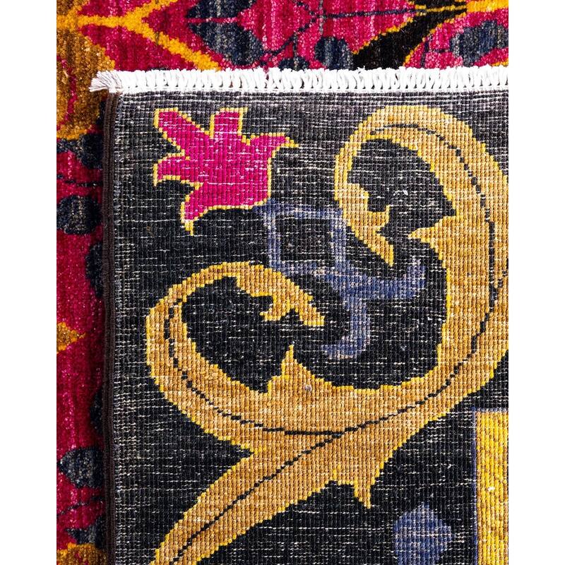 Arts & Crafts One-of-a-Kind Hand-Knotted Area Rug - Black, 6' 3" x 8' 9" - 6' 3" x 8' 9"