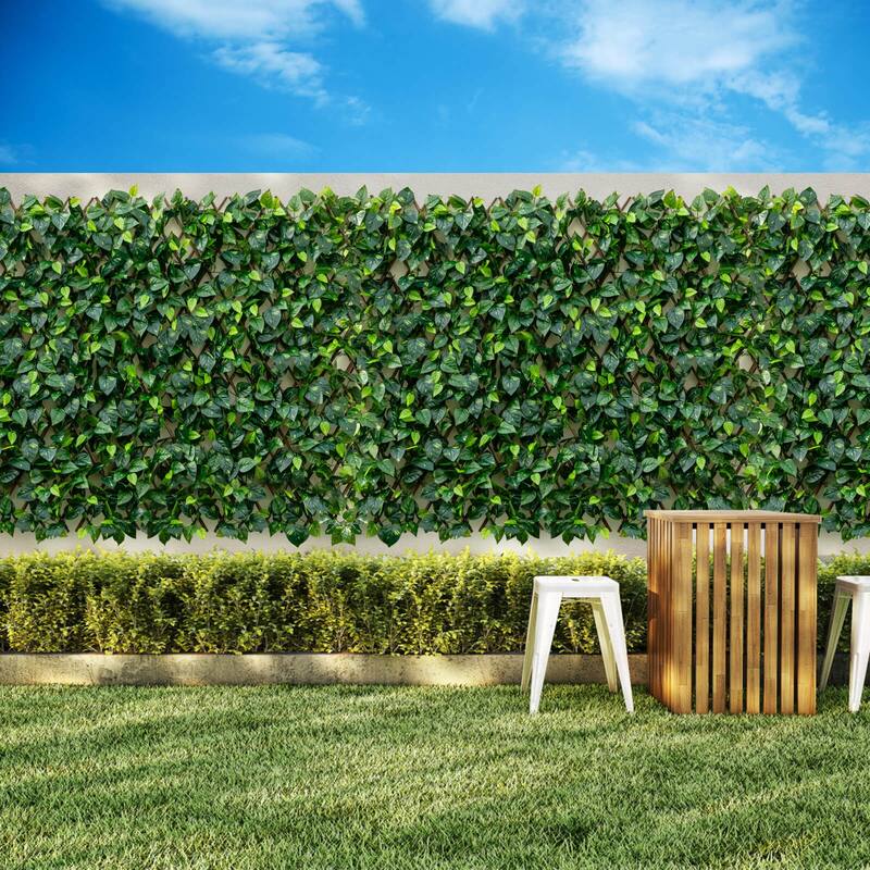 Gymax 2PCS Expandable Fence Privacy Screen Decorative Faux Ivy Fencing