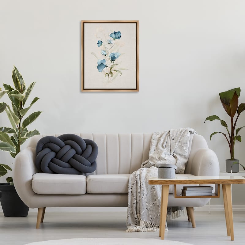 Stupell Blue Herb & Blossom Framed Floater Canvas Wall Art Design By Susan Jill