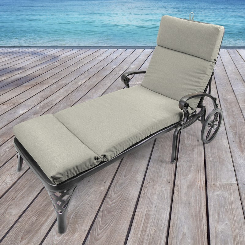 72" x 22" Gray Solid Outdoor Chaise Lounge Cushion with Ties and Loop - 72'' L x 22'' W x 3.5'' H
