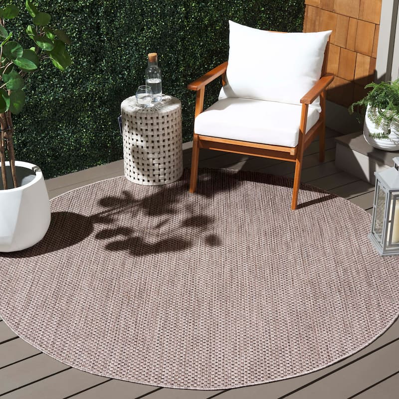 SAFAVIEH Courtyard Begajeta Indoor/Outdoor Waterproof Patio Backyard Rug. - 4' Round - Beige/Brown