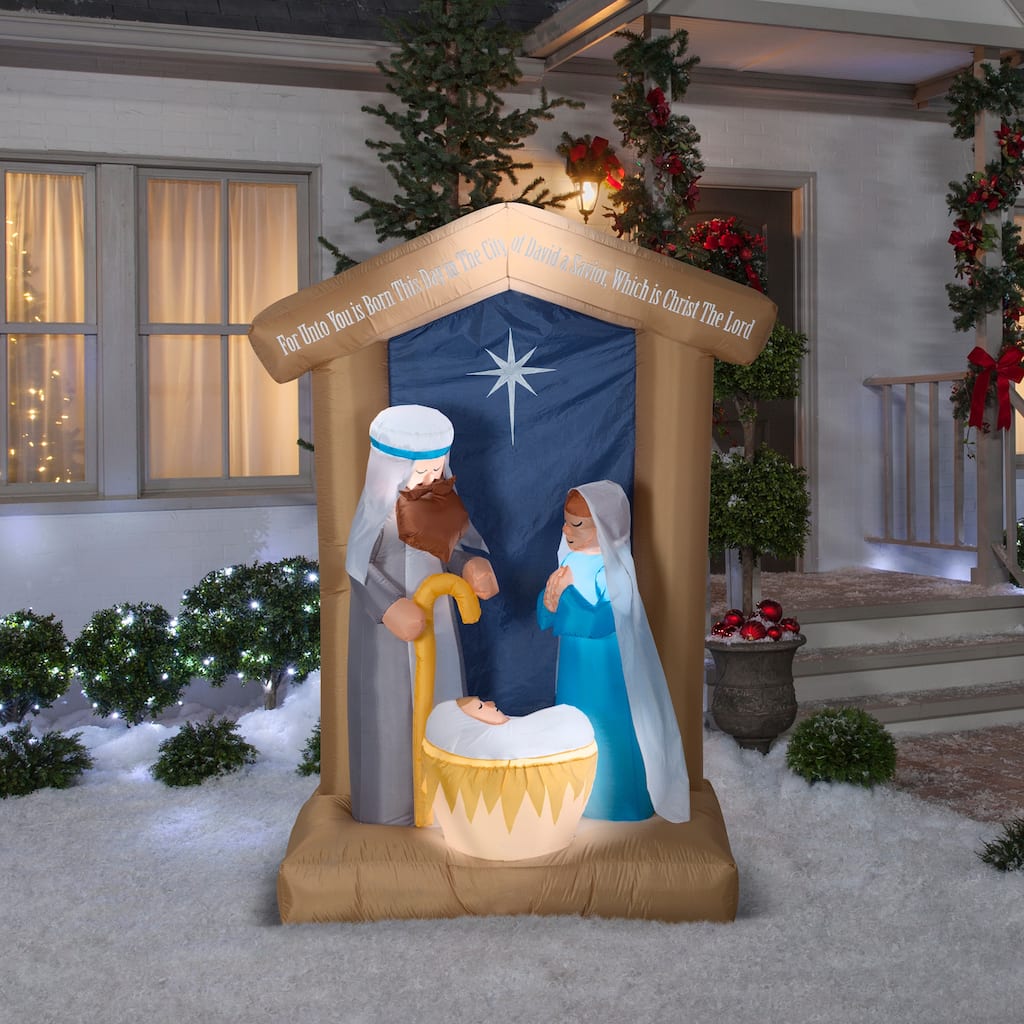 Gemmy Christmas Inflatable Nativity Scene, 6.5 ft Tall