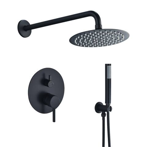 Altair Herne Complete Shower System in Matte Black with Rough-In Valve with 8 In. Round Rain Shower Head