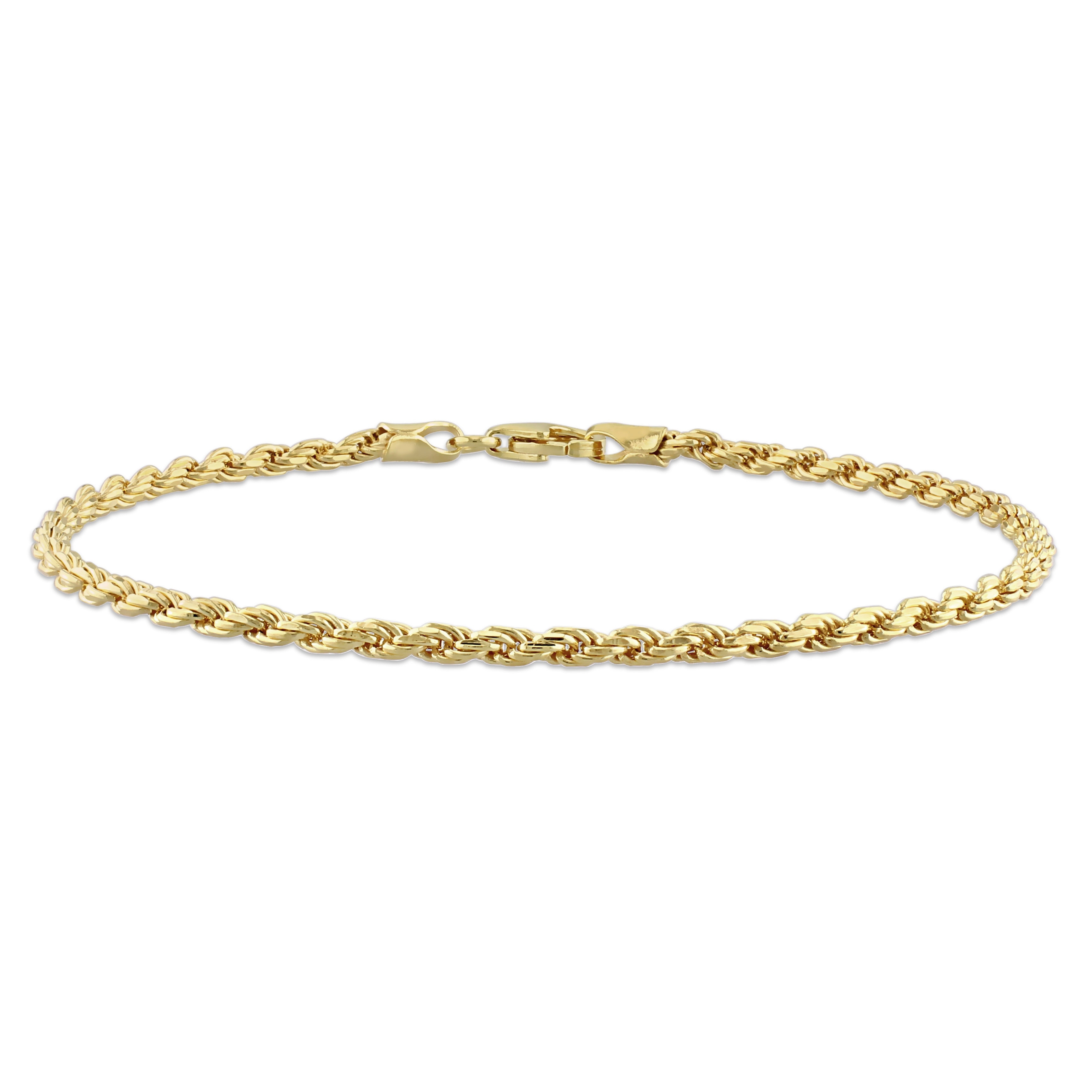 Miadora 18kt Yellow Gold Plated Sterling Silver Rope Chain Bracelet