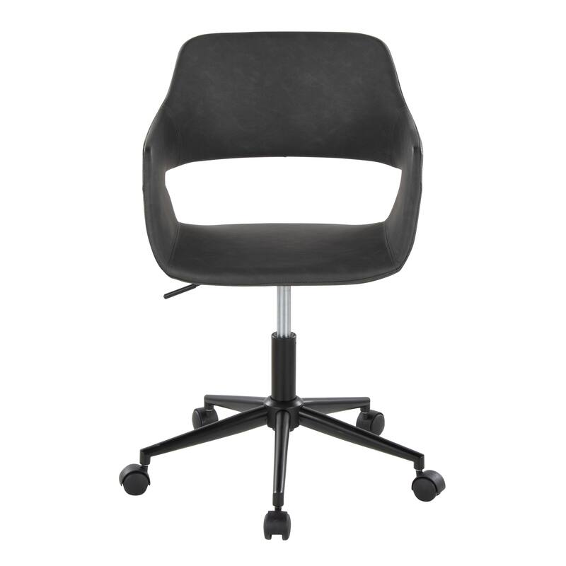 Carson Carrington Vallen Adjustable Task Chair with 5-Star Base - Grey Faux Leather/Black Metal