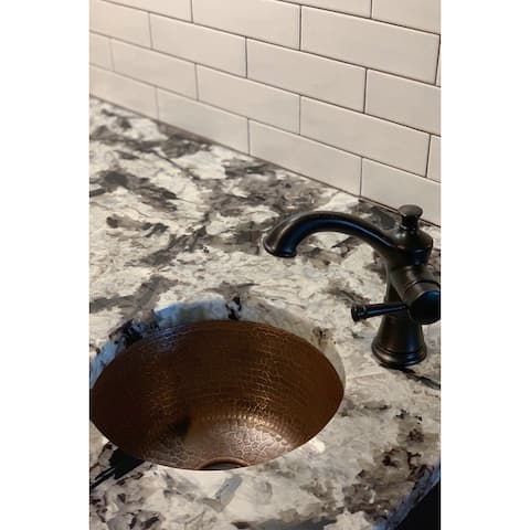 Premier Copper Products 12-inch Round Hammered Copper Bar Sink w/ 2-inch Drain Opening