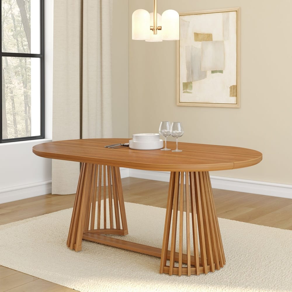 Solid Wood 72" Oval Pedestal Dining Table